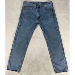 Levis 505 Jeans Mens 38x34 Blue Medium Wash Straight Leg Classic Work Blue Denim